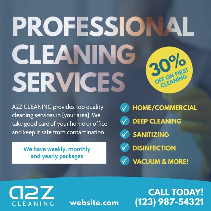 Clean Professional Add Professional Cleaning Services video advert Template | PosterMyWall