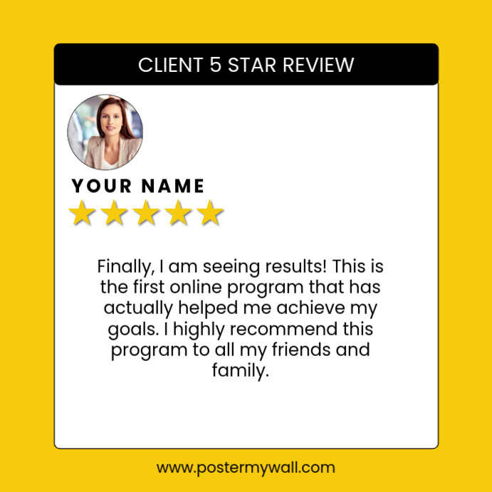 Professional Client Review Instagram Post Template | PosterMyWall