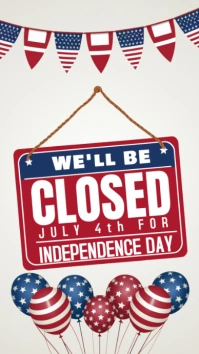 Professional Closed For July 4th, Independenc Instagram Story template