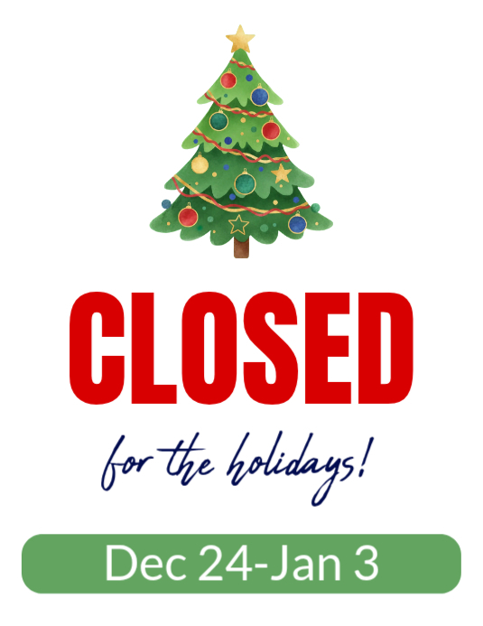 Holiday Closure Fall Professional Closed For The Holidays Sign With Dates Business Shop ...