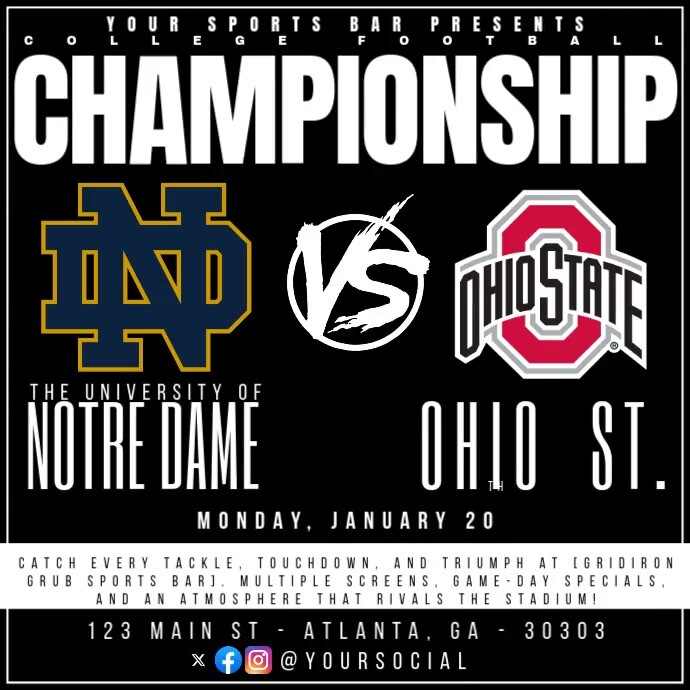 Copy of Professional College Football Championship Notre Dame Vs Ohio ...