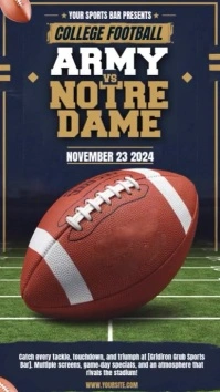 Professional College Football Flyer. Amy Vs Notre Dame. Black Knights Football. Fighting Irish.  Ins Instagram Story template
