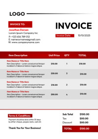 Professional Company Invoice A4 template