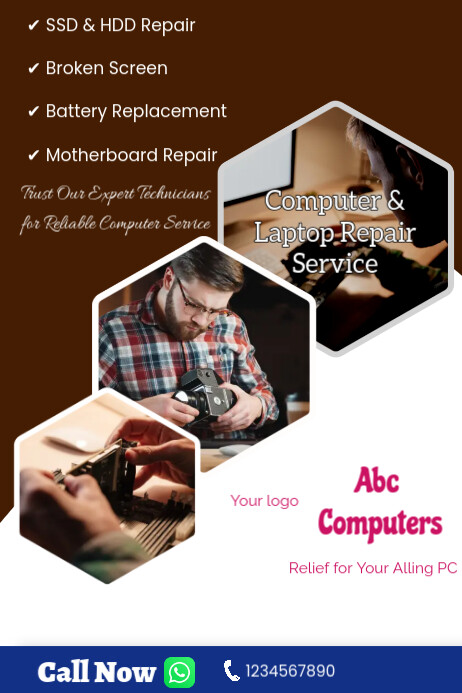 Computer Repairing Poster Professional Computer & Laptop Repair Poster Templat | PosterMyWall