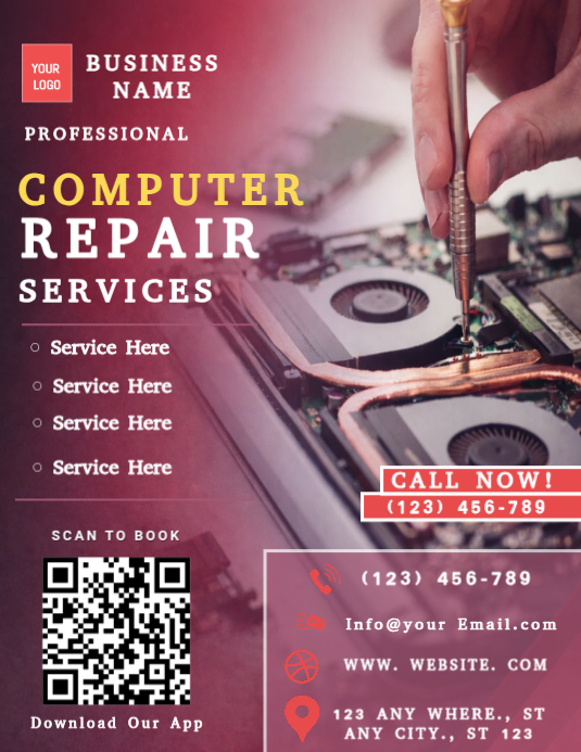 Computer Repair Services Flyers Template | PosterMyWall