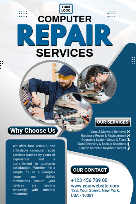 Professional Computer Repair Services Poster Template | PosterMyWall
