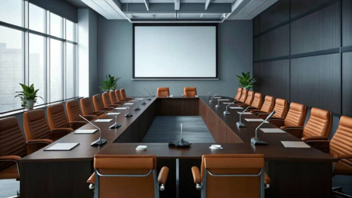 Professional Conference Room Setup For Zoom Background Digital Display ...