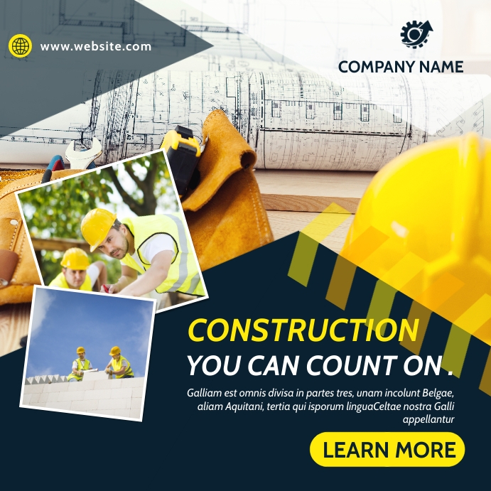 professional construction services advertisem Template | PosterMyWall