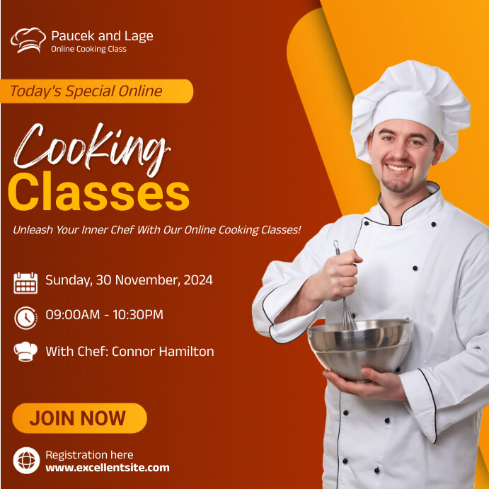 Cook Post Professional Cooking Classes Instagram Post Template | PosterMyWall