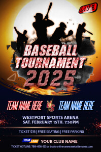 Professional Cool Baseball Tournament Poster template