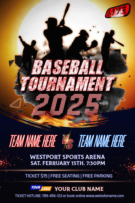 Professional Cool Baseball Tournament Poster 海报 template