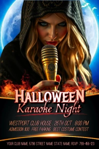 Professional Cool Halloween Karaoke Night Party Invitation Poster Póster template
