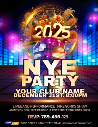 Professional Cool New Year Eve 2025 Party Event Flyer Pamflet (Letter AS) template