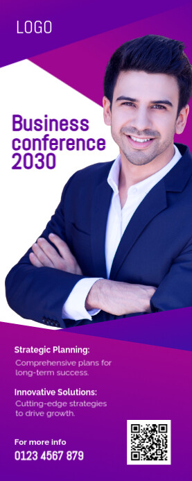 Professional Corporate Conference Template Roll Up Banner 2' × 5'