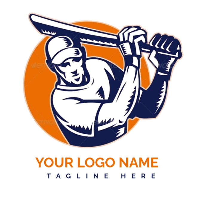 Professional Cricket Player Batsman Batting Retro Style Logo template