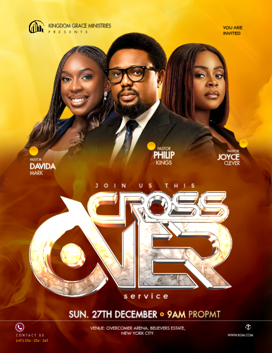 Professional Crossover Service Flyer, New Year Eve Church Event, Watch ...