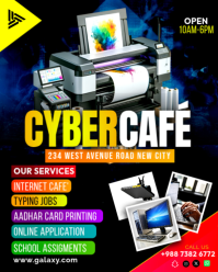 Professional Cyber Café Computer Lounge Internet Printing Typing Services Online Business Advert Fly Instagram Portrait template