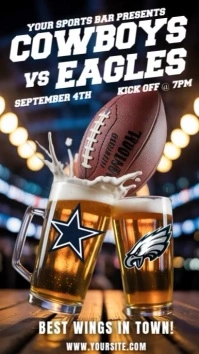 Professional Dallas Cowboys Vs Philadelphia Eagles, 2025, Football Instagram Story template