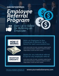 Professional Dark Blue Employee Referral Prog Flyer (US Letter) template
