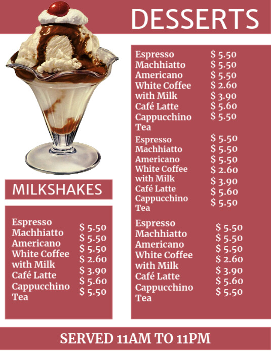 Professional Desserts Flyer (us Letter) template