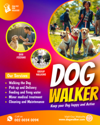 Professional Dog Walker Pet Sitters Canine Walking Service Business Advertisement Flyer Template Ins Instagram Portrait