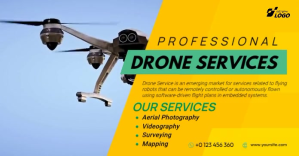 Professional Drone Service Video Template for Aerial Photography and Videography Gedeelde afbeelding op Facebook