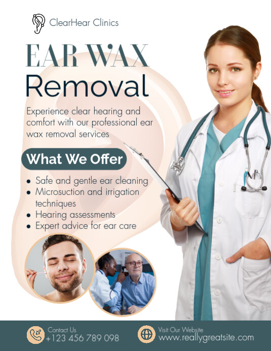 Professional Ear Wax Removal Services Poster Template Flyer (US Letter)