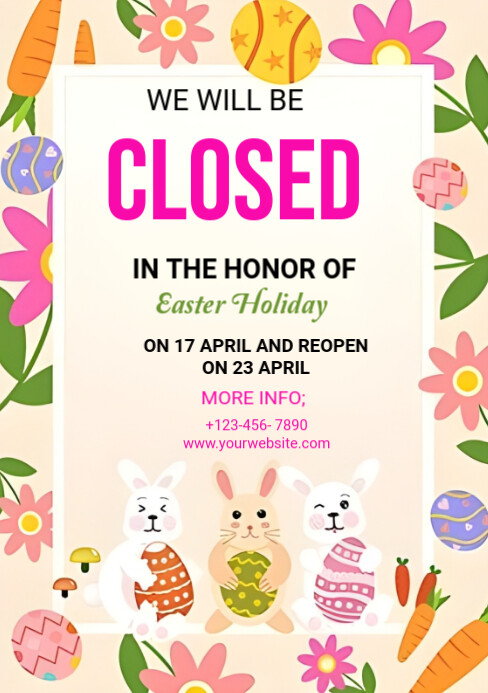 professional easter closed A5 template