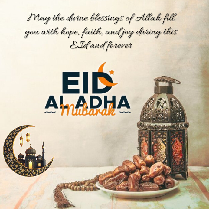 Professional Eid Al Adha Happy Bakrid Wishes  Instagram Post template