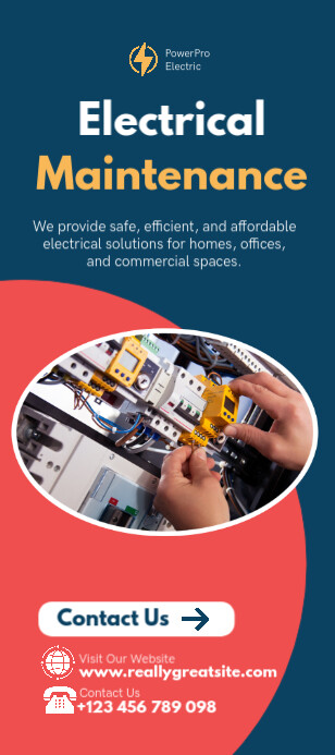Professional Electrical Maintenance Rack Card template