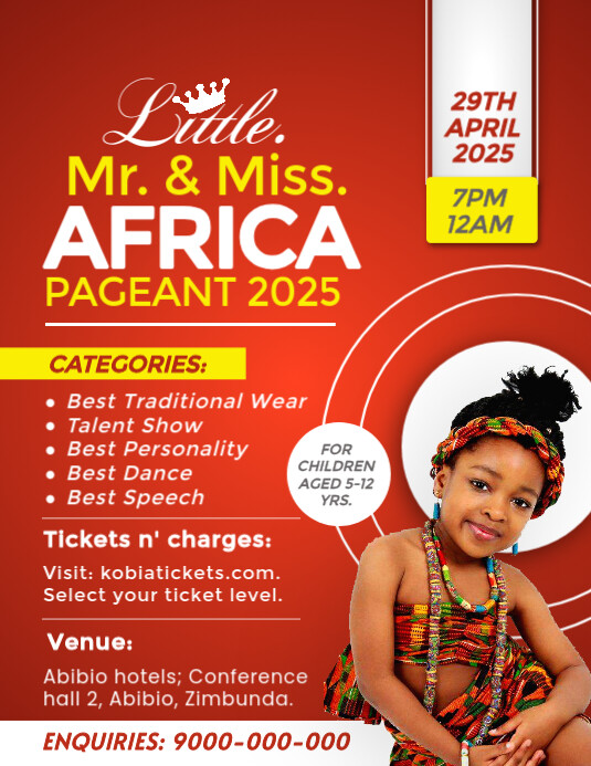 Professional Elegant African Kids Pageantry Flyer Template | PosterMyWall