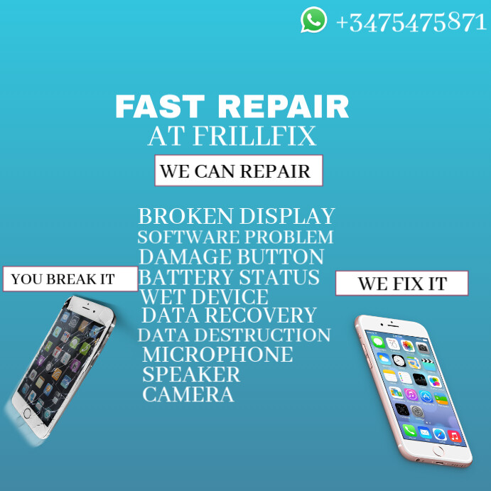 Professional Fast Repair At Frillfix Mobile I Template | PosterMyWall