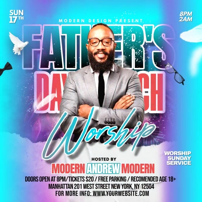 Professional Father Day Church Worship Templa Template | PosterMyWall