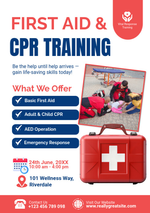 First Aid Ad Professional first aid & cpr training flyer template a4 | PosterMyWall