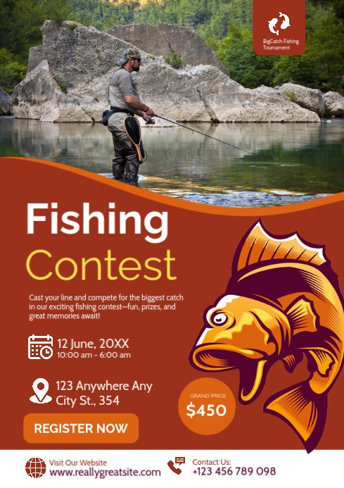 Professional  Fishing Contest Event Flyer Template A3