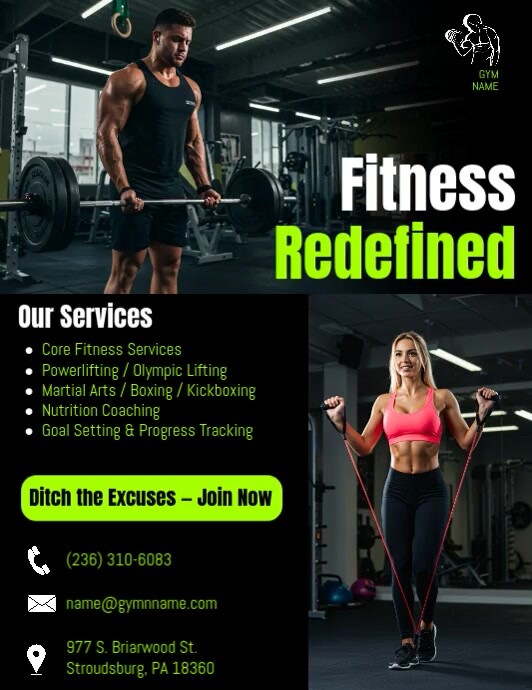 Professional Fitness Gym Flyer Template 传单(美国信函)
