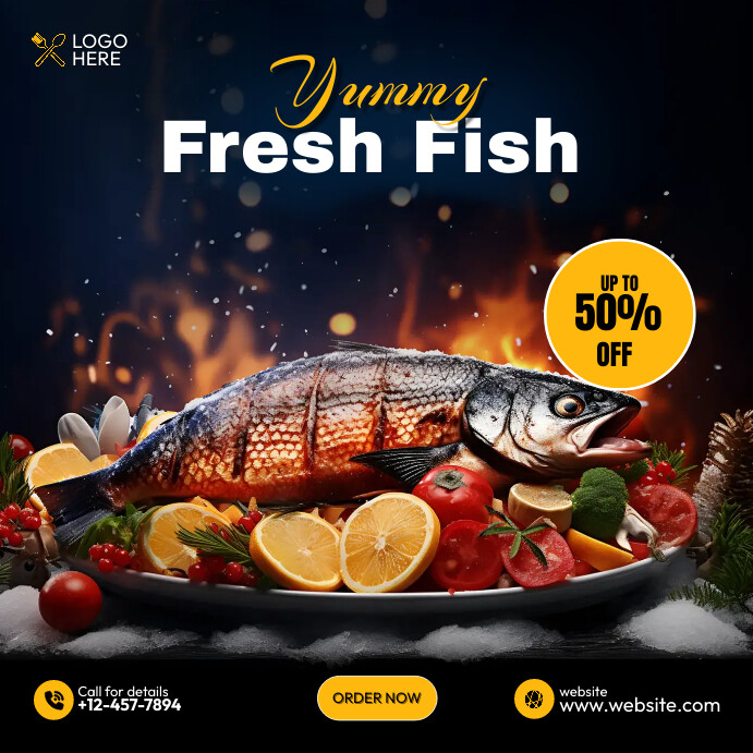 Fish Advertising Professional Fresh Fish Ad Instagram Post เทมเพลต | PosterMyWall