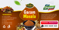Professional Garam Masala spices container packaging sticker label branding editable printable templ Facebook Group Cover Photo template