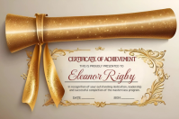 Professional Gold Scroll Certificate of Achievement Poster | Elegant Award Certificate Template Плакат