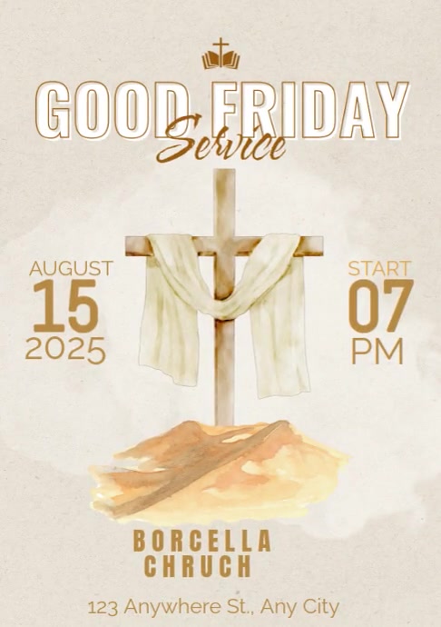 Professional Good Friday Chruch Service Poster A2 template