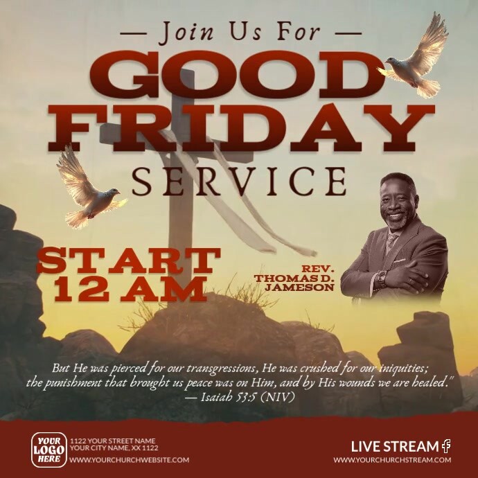 Professional Good Friday Service Square (1:1) template