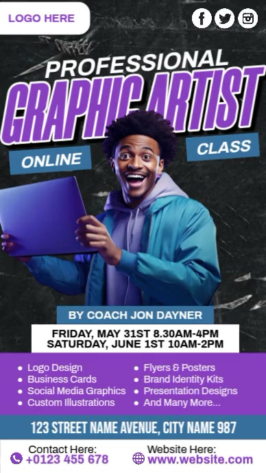 Graphic Design Online Course Template | PosterMyWall