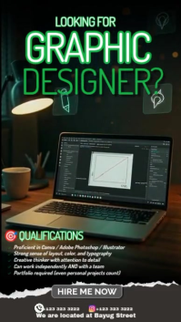 Professional Graphic Designer Hiring Poster Instagram Story template