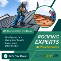 Professional Green And Dark Green Geometric Modern Roofing Services Advertisement  Instagram Post template