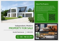 Professional green and white and black real e Открытка template