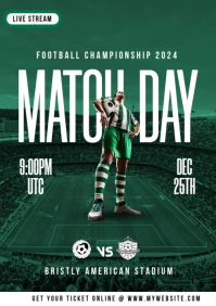 Professional Green And White Photo Football Poster A4 template