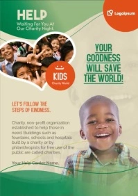 Professional Green Brown Foster Care / Charity Flyer Template A4