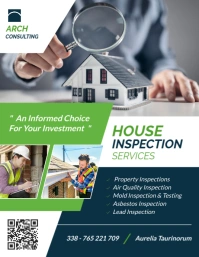 Professional Green Dark Blue And White Colors Geometric Minimal House Inspection Professional Servic Pamflet (Letter AS) template