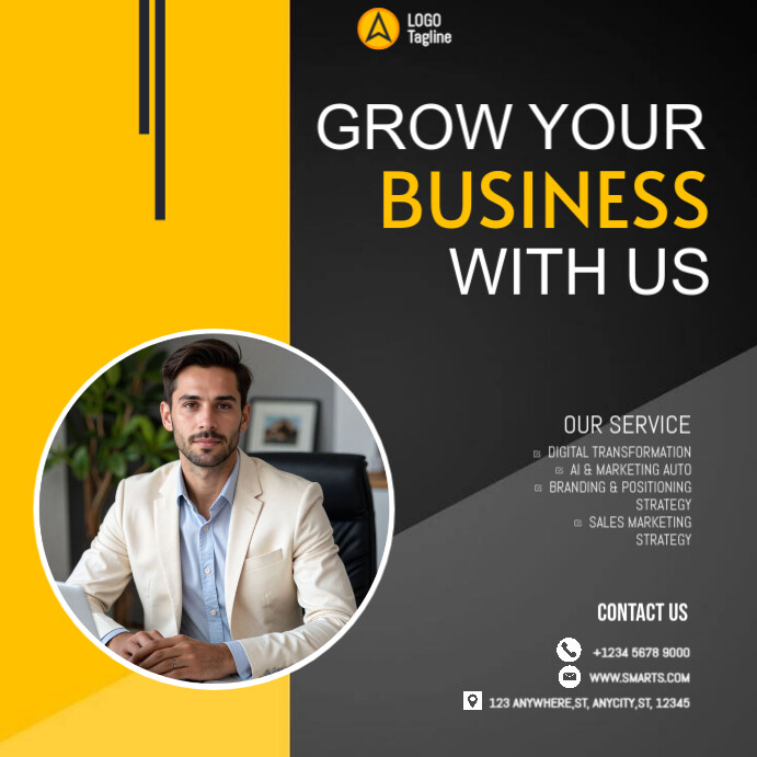 Professional Grow Your Business Instagram Post Template | PosterMyWall