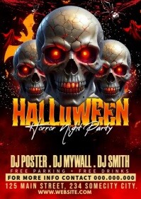 Черный Halloween Party A6 Template